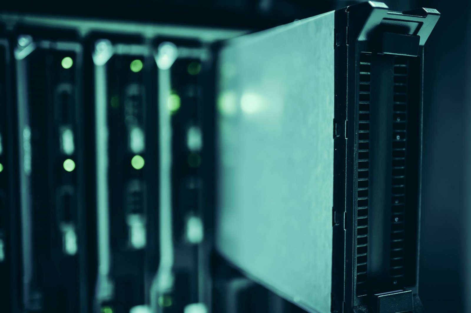 Rows of power and UPS equipment with status indicators